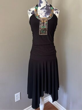 Y2K Mei Mei Halter With Intricate Green Silver & Gold Beading Handkerchief Hem